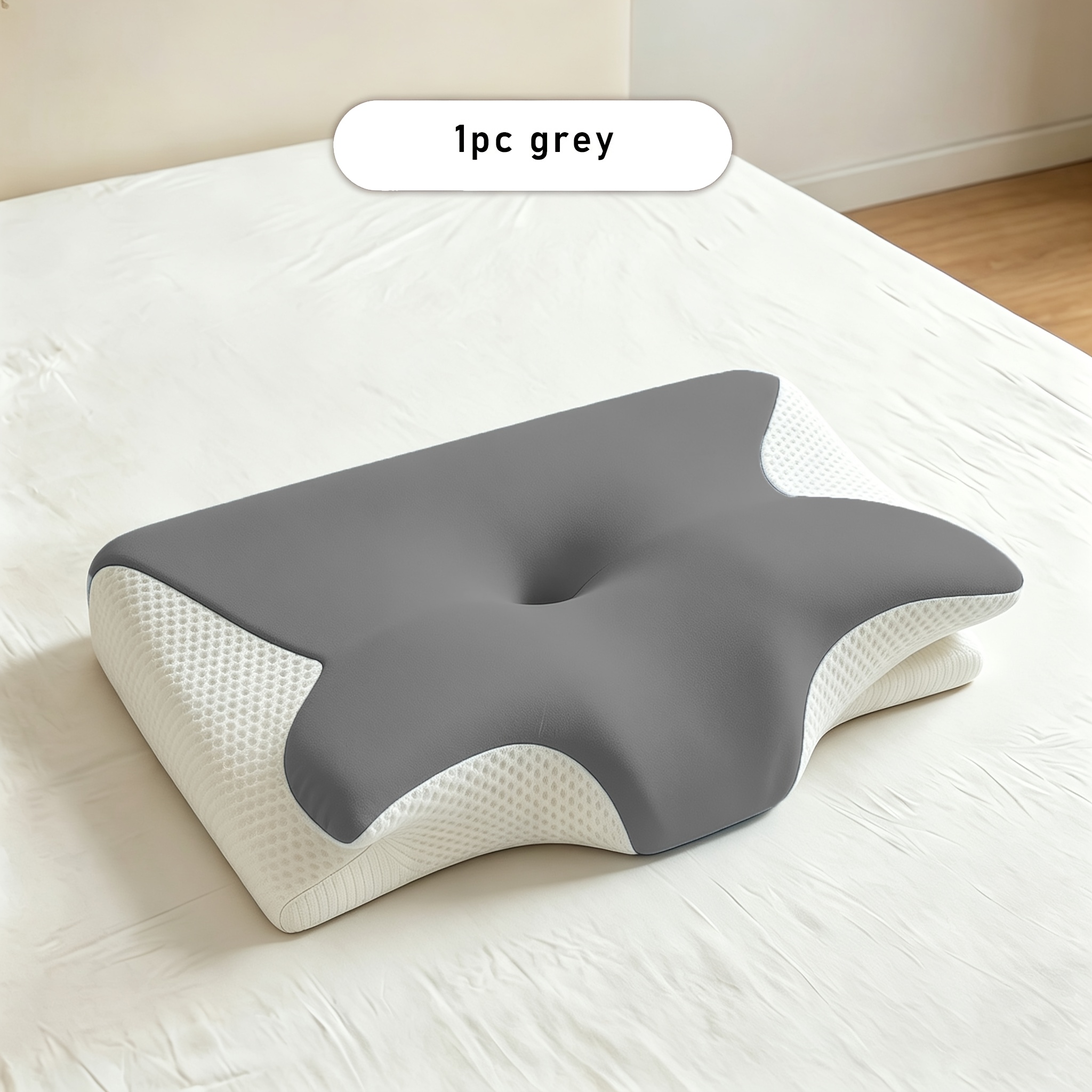 Image of 1/2pcs Neck Pillow, Suitable For Sleep Use, Slow Rebound Horn Type, Soft And Comfortable Fabric, Neck Pillow, 60*40*13cm, Suitable For Back Sleepers, Side Sleepers And Lying Sleepers, Local Warehouse.