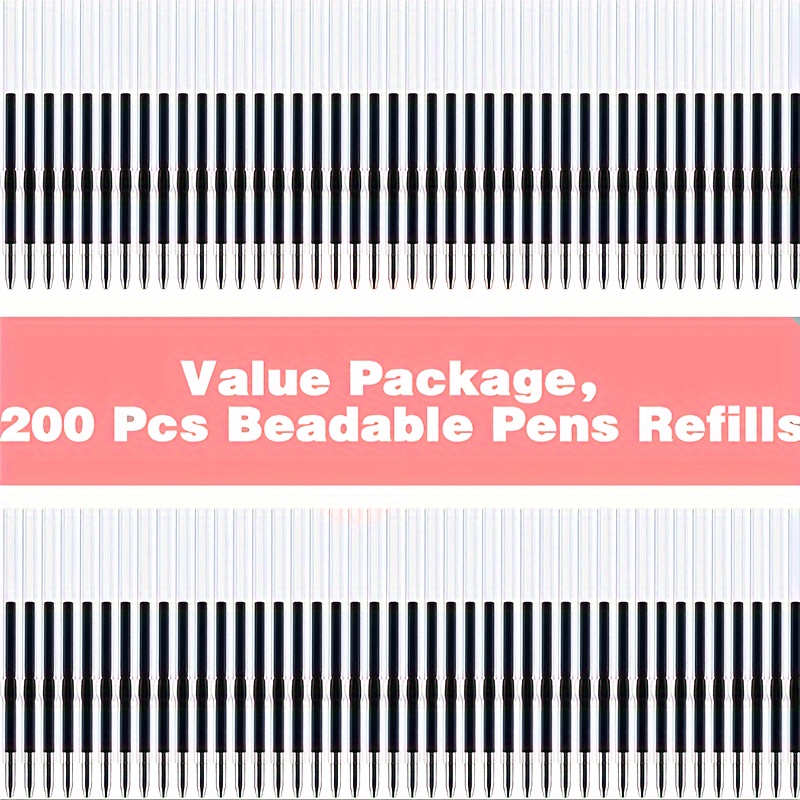 

200 Beadable Pen Refills Set - Smooth & Quick-drying - Ideal For Fine , Christmas & Birthday Gifts - Suitable For School & Home Use, Adults & Teens (age 14+)