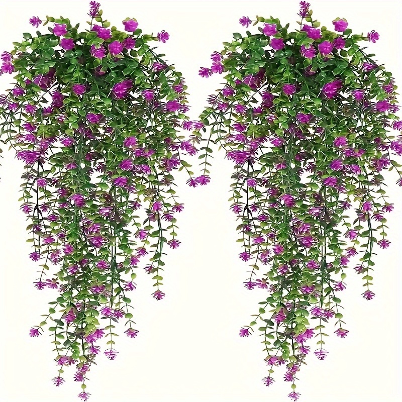 

Flower Artificial Hanging Plants: Uv Resistant Plastic Outdoor Eucalyptus Leaf Greenery Vine For Floral Decoration