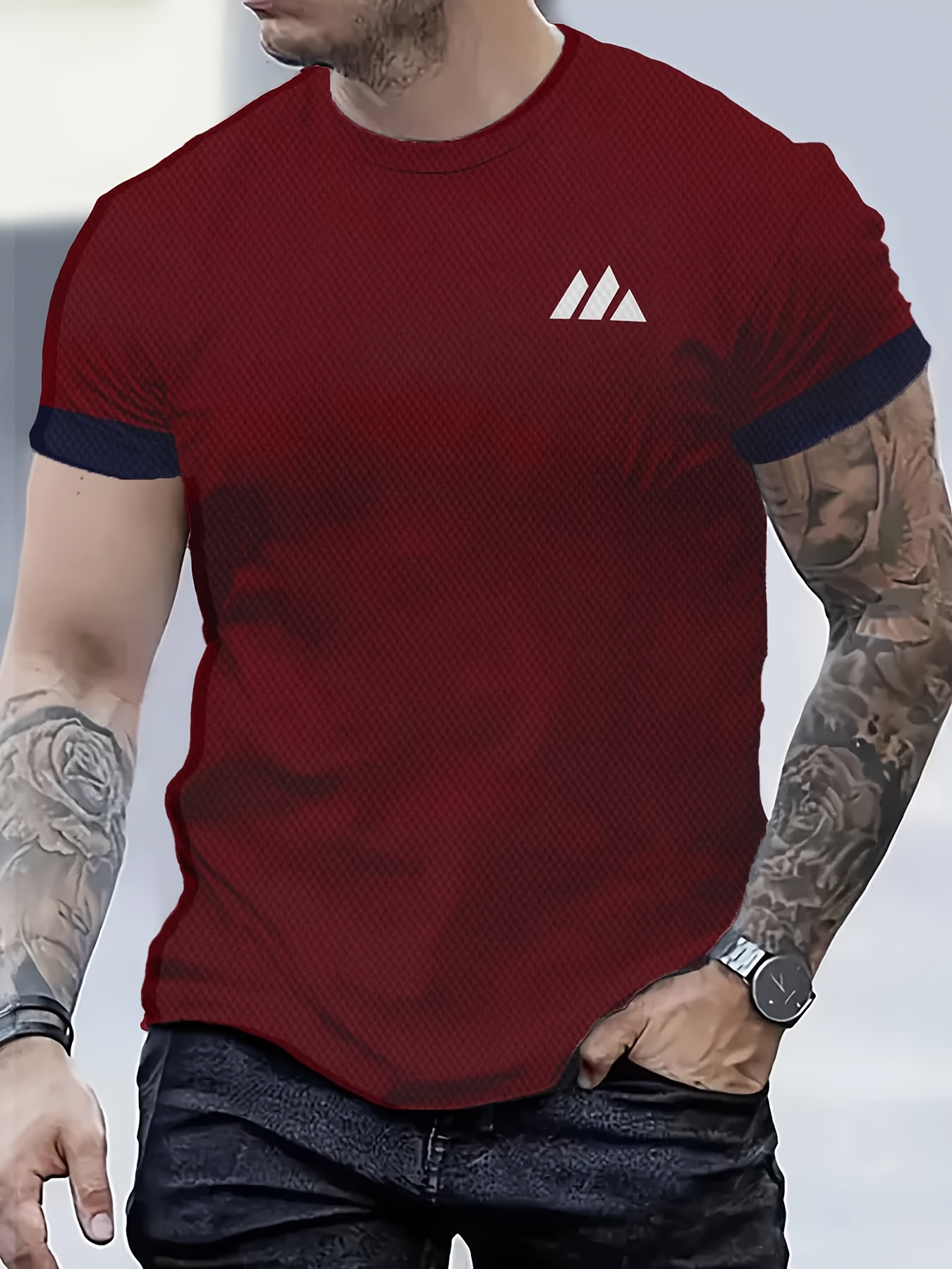 Men'S Fashion T-Shirt, Outdoor Commuter, Round Neck Short Sleeve