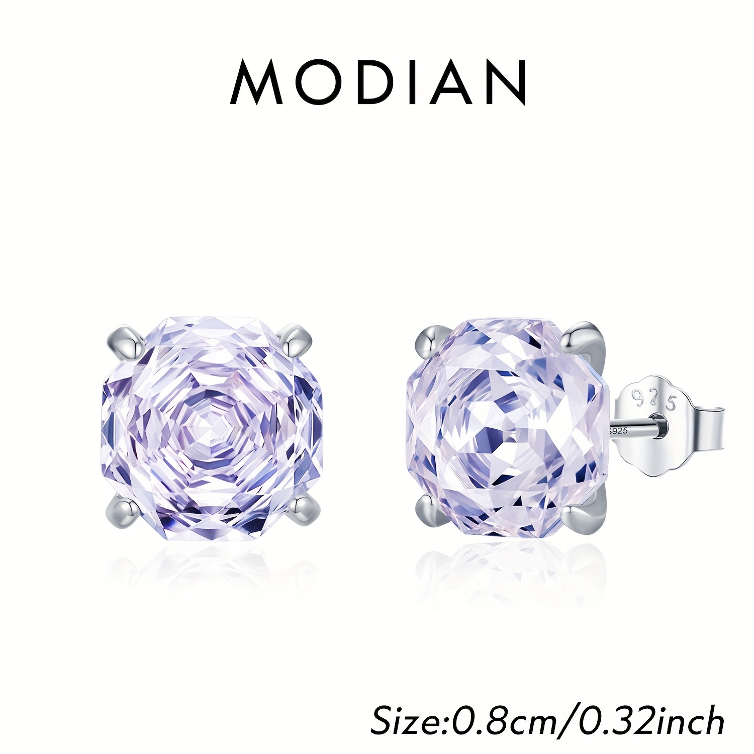 TEMU 925 Sterling Silvery Elegant Violet Synthetic Zirconia Wedding Engagement Earrings For Women Fine Jewelry