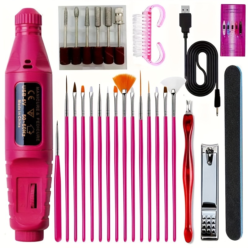 TEMU Electric Nail Drill, Professional Acrylic Nail Kit, Gel Remover Nail Tools, File Finger Toe Care Nail Tips Nail Care, Portable Nail Polishing