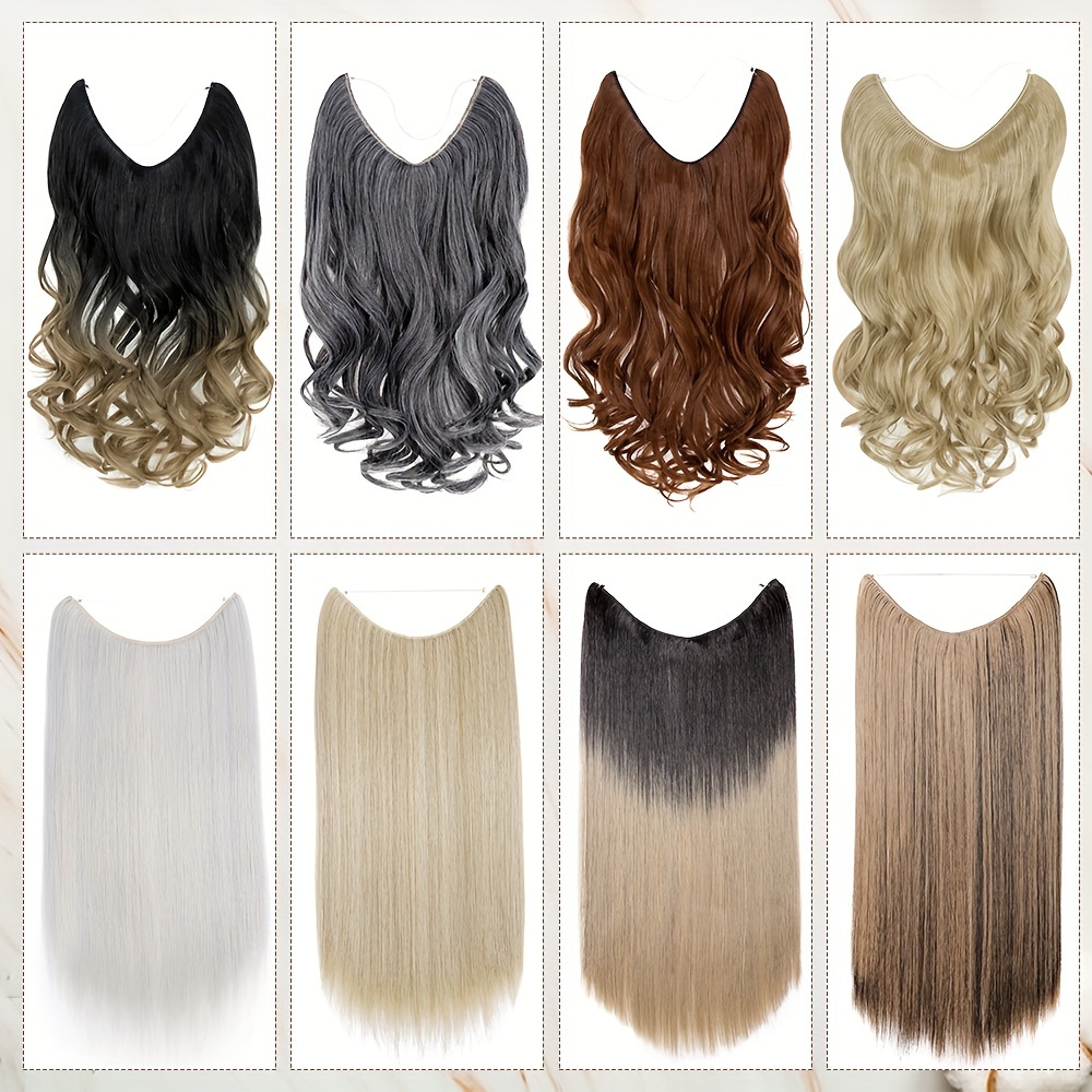 s noilite invisible wire hair extensions adjustable size breathable lace net synthetic straight curly wavy secret headband for women natural look highlighting piece details 6