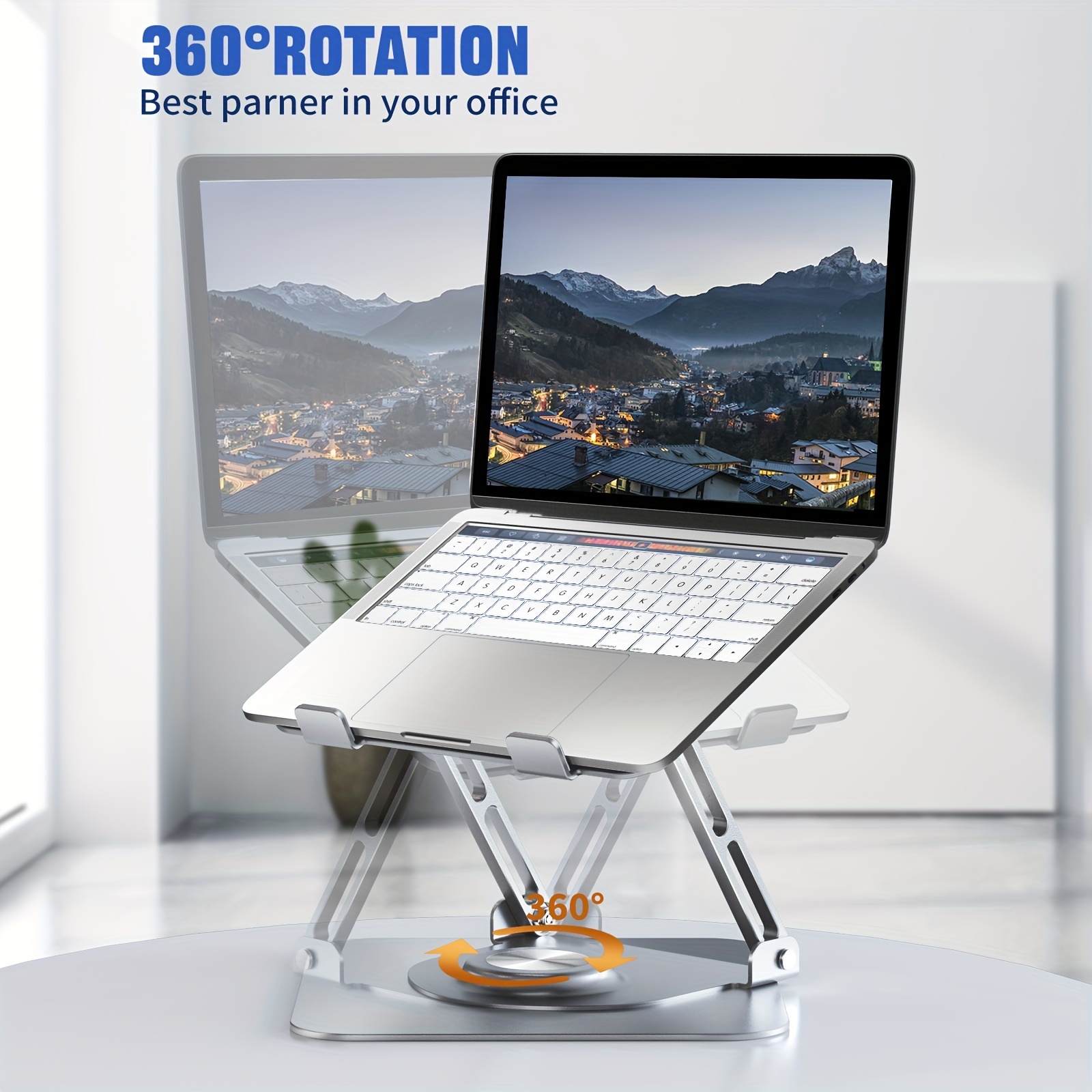 

Laptop Stand For Desk, Adjustable Computer Stand With 360° Rotating Base, Ergonomic Laptop Riser For Collaborative Work, Foldable & Portable Laptop Stand, Fits Macbook/all Laptops Up To 16 Inches