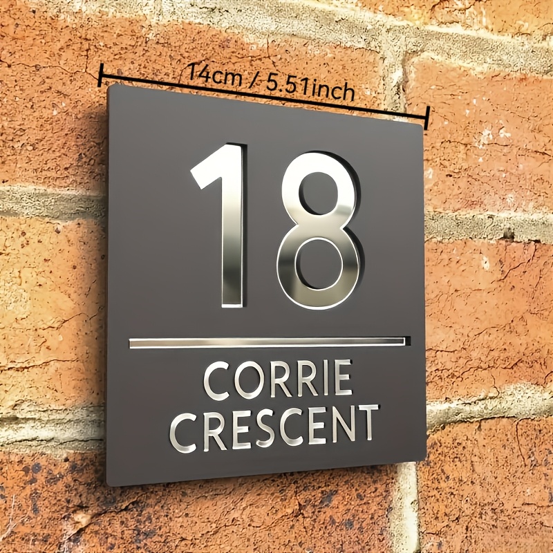 TEMU [2d Flat] Custom Laser Engraved Business And Address Signs - Double Layer Hollow Wall Mounted House Number Sign With Self Adhesive Backing,