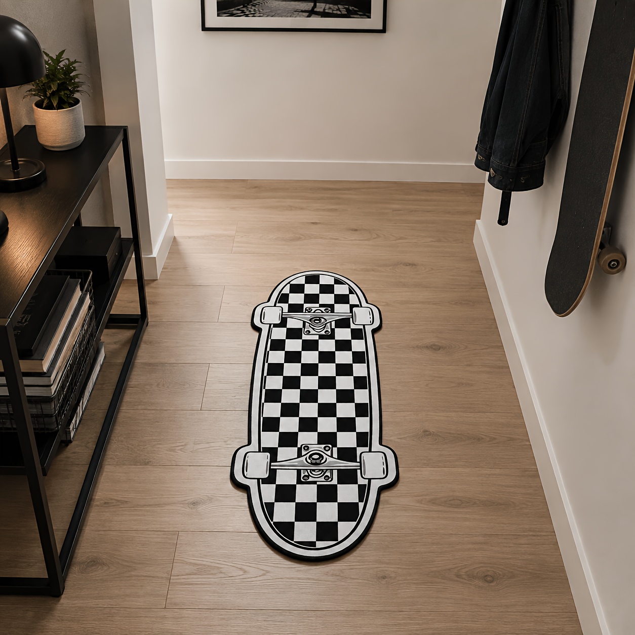 TEMU Tapis 1 pièce de skateboard pour chambre, salle de jeux et bureau - Tapis à avec , skateboard irrégulier, lavable en machine pour décoration de