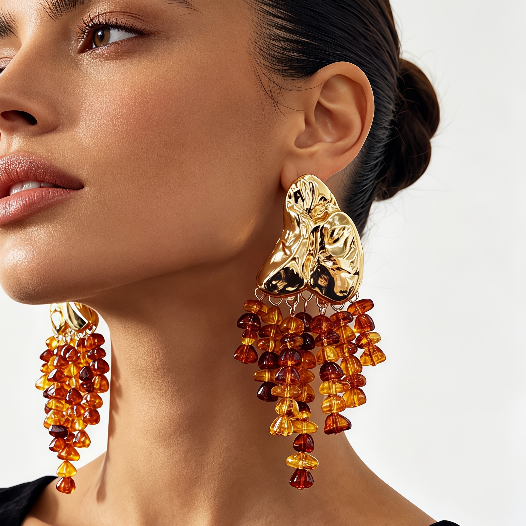 Women's Ruched Texture Irregular Metal Plate Drop Earrings