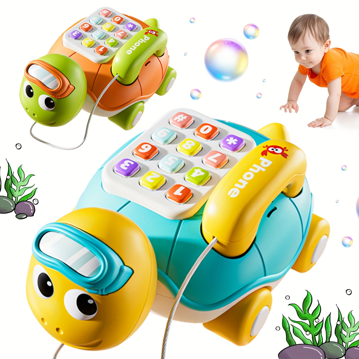 Teléfono Musical de Juguete Educativo Interactivo para Bebés con  Botones Musicales, Teléfono de Aprendizaje para Niños Pequeños, Ju