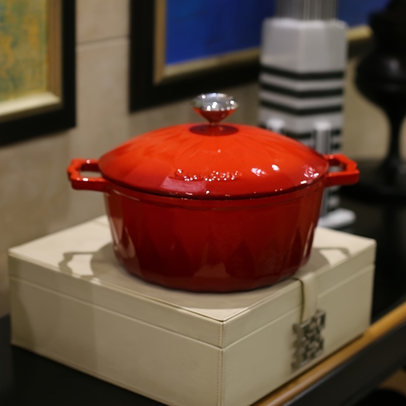 1pc enamel rice pot stew pot color delicate integrated molding enamel stew pot enamel pot enameled cast iron oven pot with lid 78oz 138oz 169oz