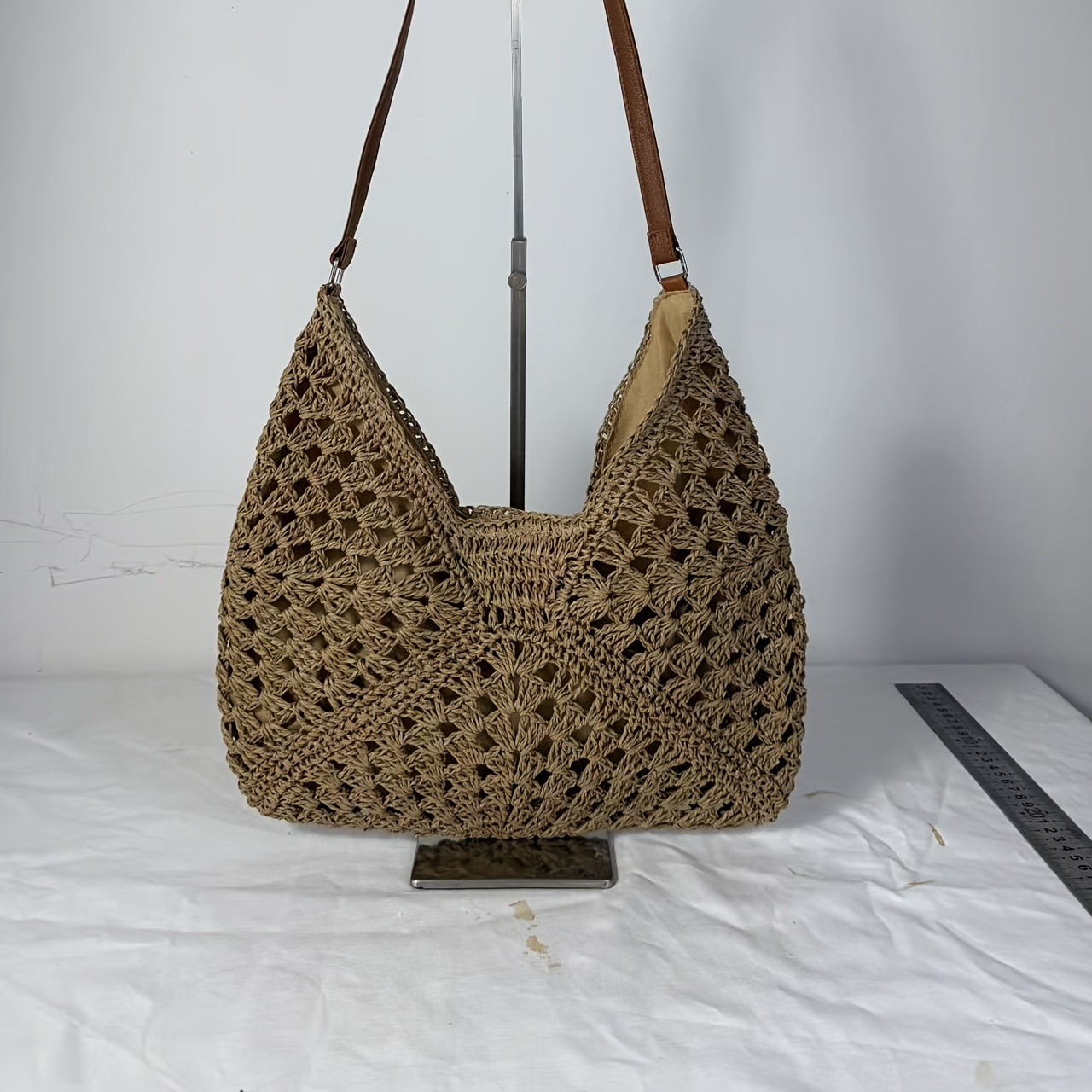 TEMU Large Capacity Bag, Retro Style Classic Fashion Versatile Pure Crossbody Bag, Beach Bag, Single Shoulder Grass Bag, Women's Fashionable Handbag,