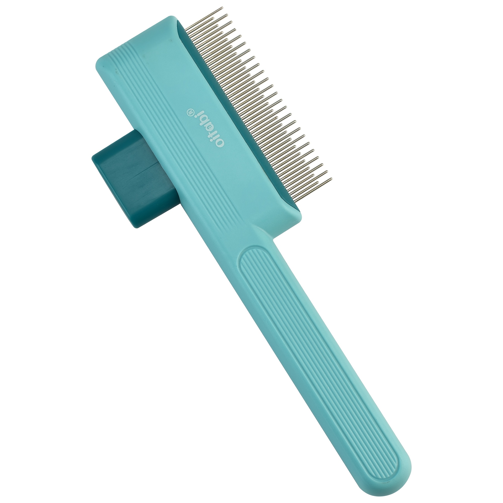 Image of Oitabi 1/2pcs Pet Comb Flea Comb For , Cat Grooming Brush With Release Button And Stainless Steel Round Teeth, Self-cleaning Dog Combs For Removing Pet Hair, Knots & Loose Fur