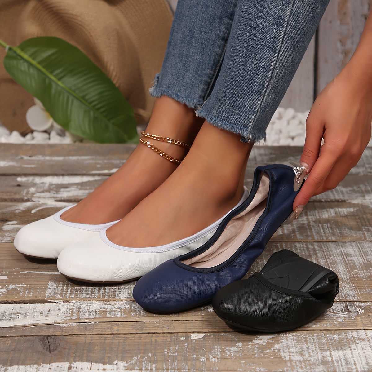 Women'S Ballet Flats Basic Dance Shoes, Flexible And Slip-Resistant,  -Texture Fabric, Fashionable And Comfortable, Women Shoes