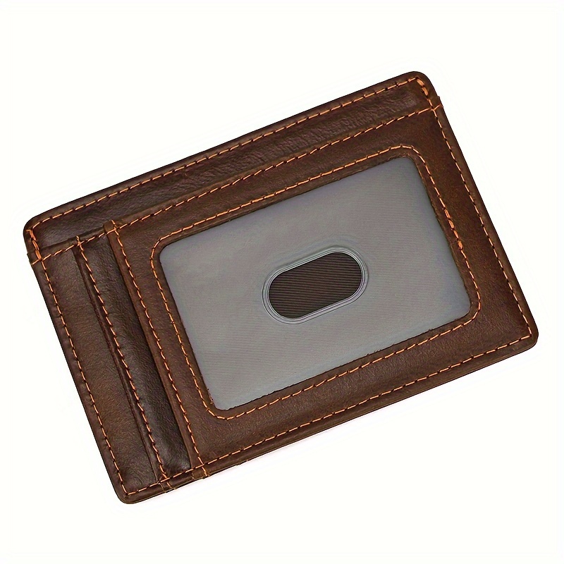 

Leather Card Holder Men's And Women's Oil Skin Beauty Dollar Clip Cowhide - Ultra-thin Wallet With Photo Slot