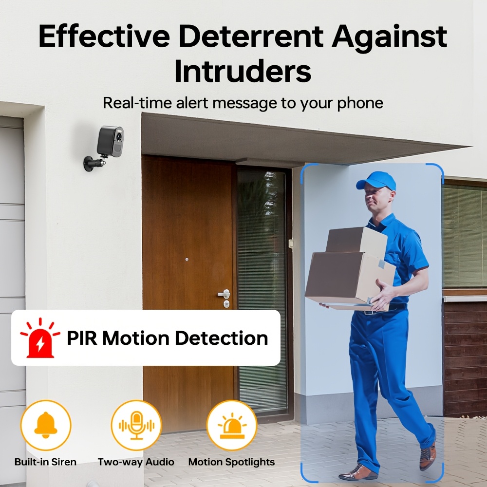 Battery Wifi Surveillance Camera 2K, Outdoor Wireless Smart Home Security Camera, Network Monitoring Camera with Rechargeable Battery, PIR Motion Detection, Color Night Vision, 2-Way Audio, APP Notification, Remote Phone Access, 2.4/5G WIFI