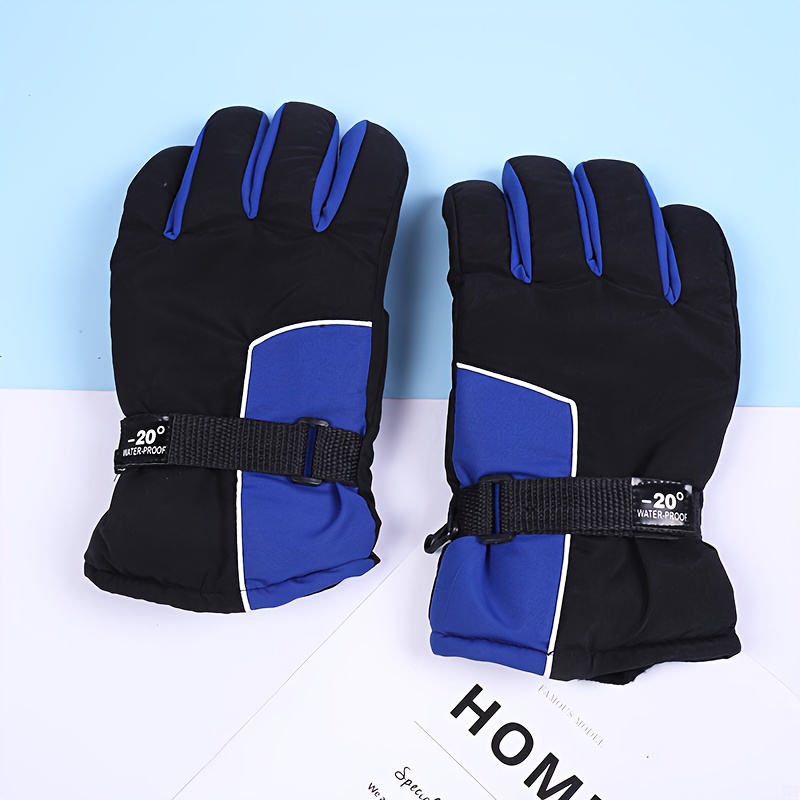 Image of 1 Pair Of Winter Ski Gloves, Comfortable And Fashionable Five-finger Gloves, Warm And Thick Ski Gloves For Boys And Girls, Suitable For Children Aged 3-15