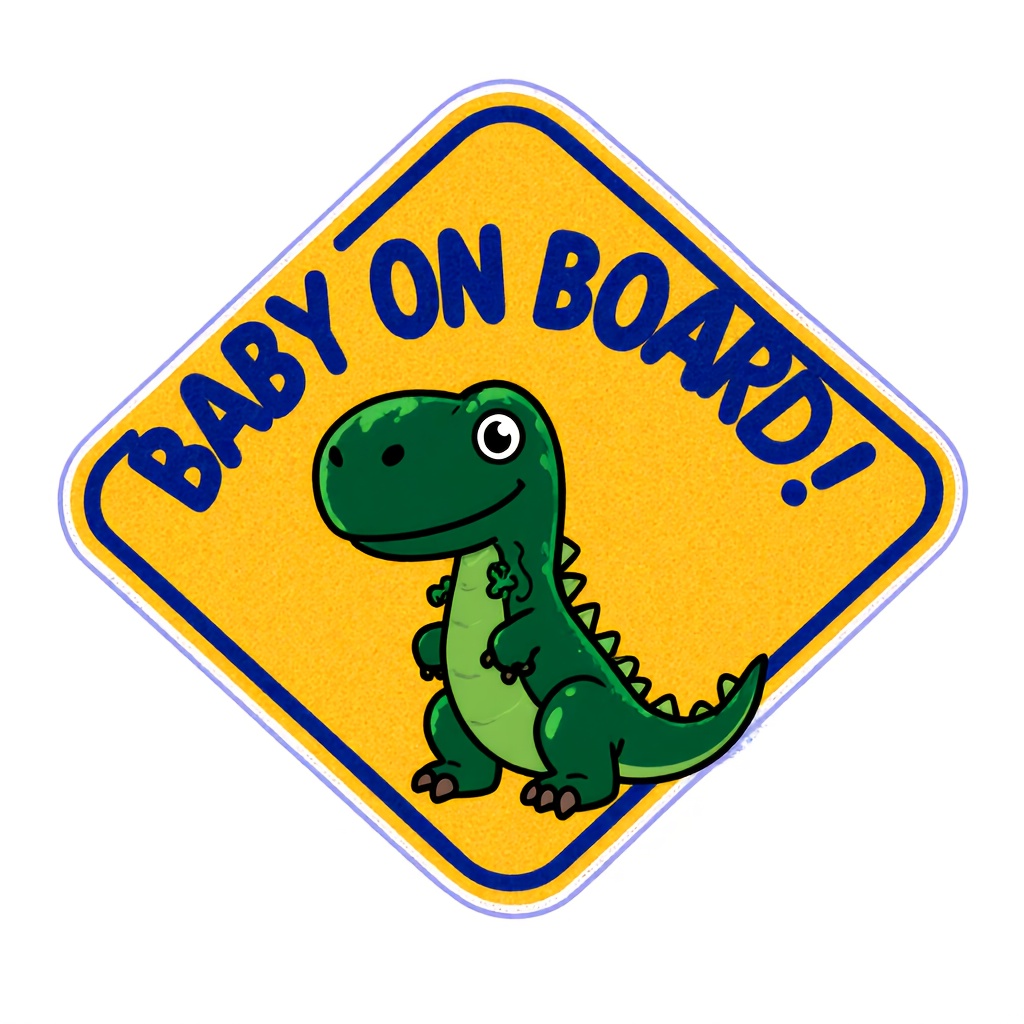 Yellow Diamond-Shaped Car Warning Sticker, Baby on Board