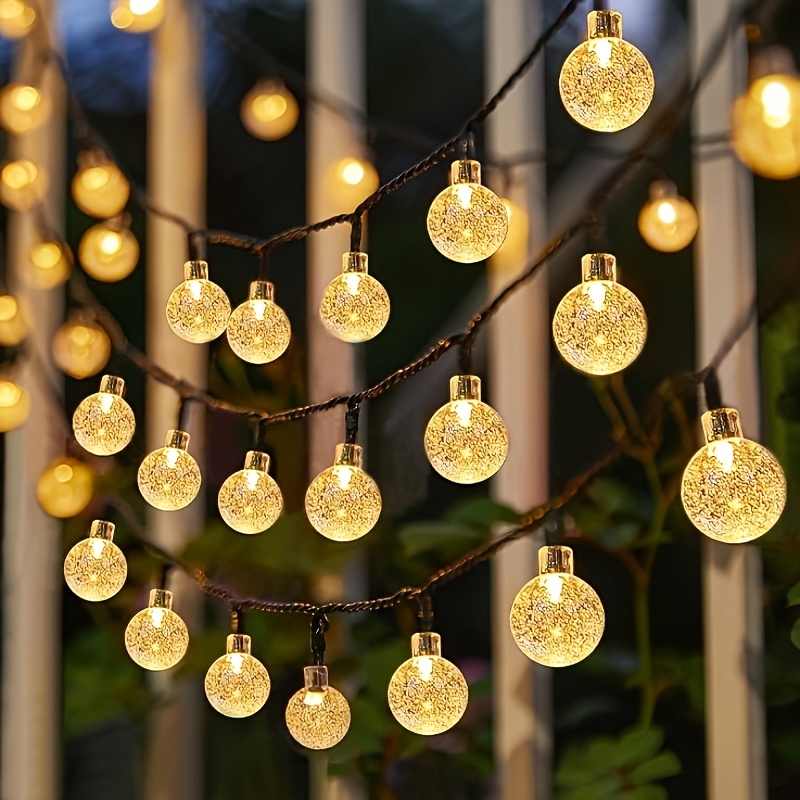 TEMU 1 String Of Solar Crystal Ball String Lights, Solar Bubble Ball String Lights, Suitable For Garden, Courtyard, Christmas, Parties, Wedding