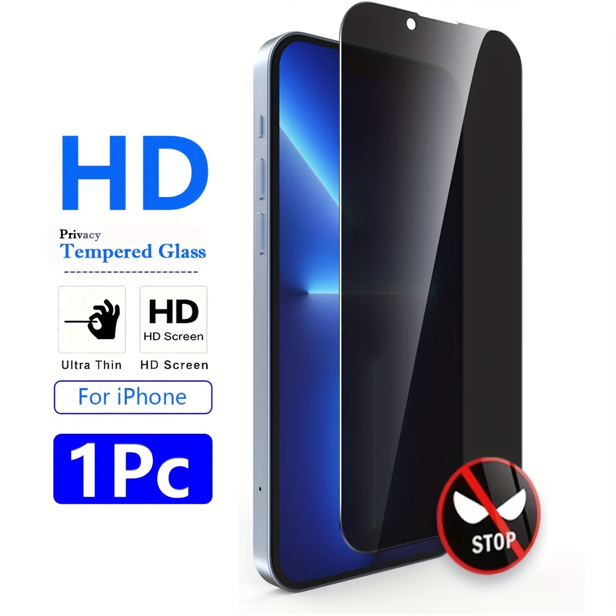 

Hd Privacy Screen Protector For 15/14/13/12/11 Pro Max, 7/8/se2 X/xs Xr, Tempered Glass, Glossy Finish, Anti-spy 30° Viewing Angle, Ultra-thin, 1pc