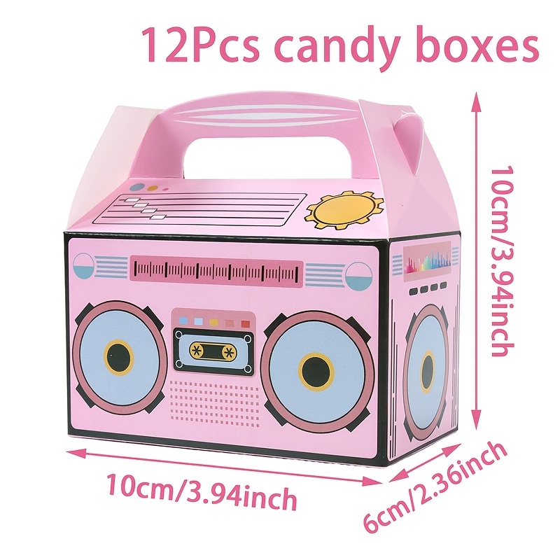 TEMU Gift For Her/him 12pcs, Radio Style Handheld Boxes, Pink Gift Box, 1st Birthday Party Decor Gift Boxes, Happy Birthday Party Decor Packaging