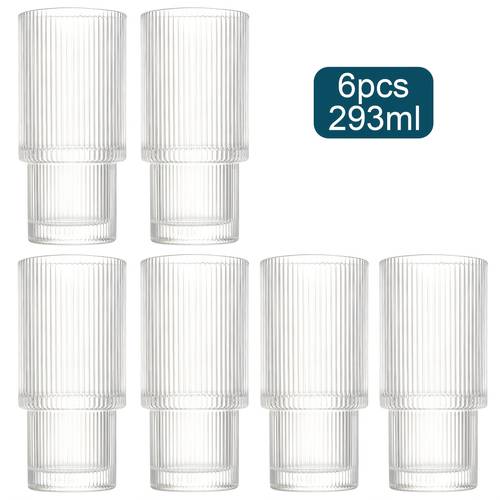 item picture 2pcs 6pcs glass drinkware set vintage retro tumblers for juice cocktail water dishwasher safe home bar party great for bbq pool party 193ml 293ml
