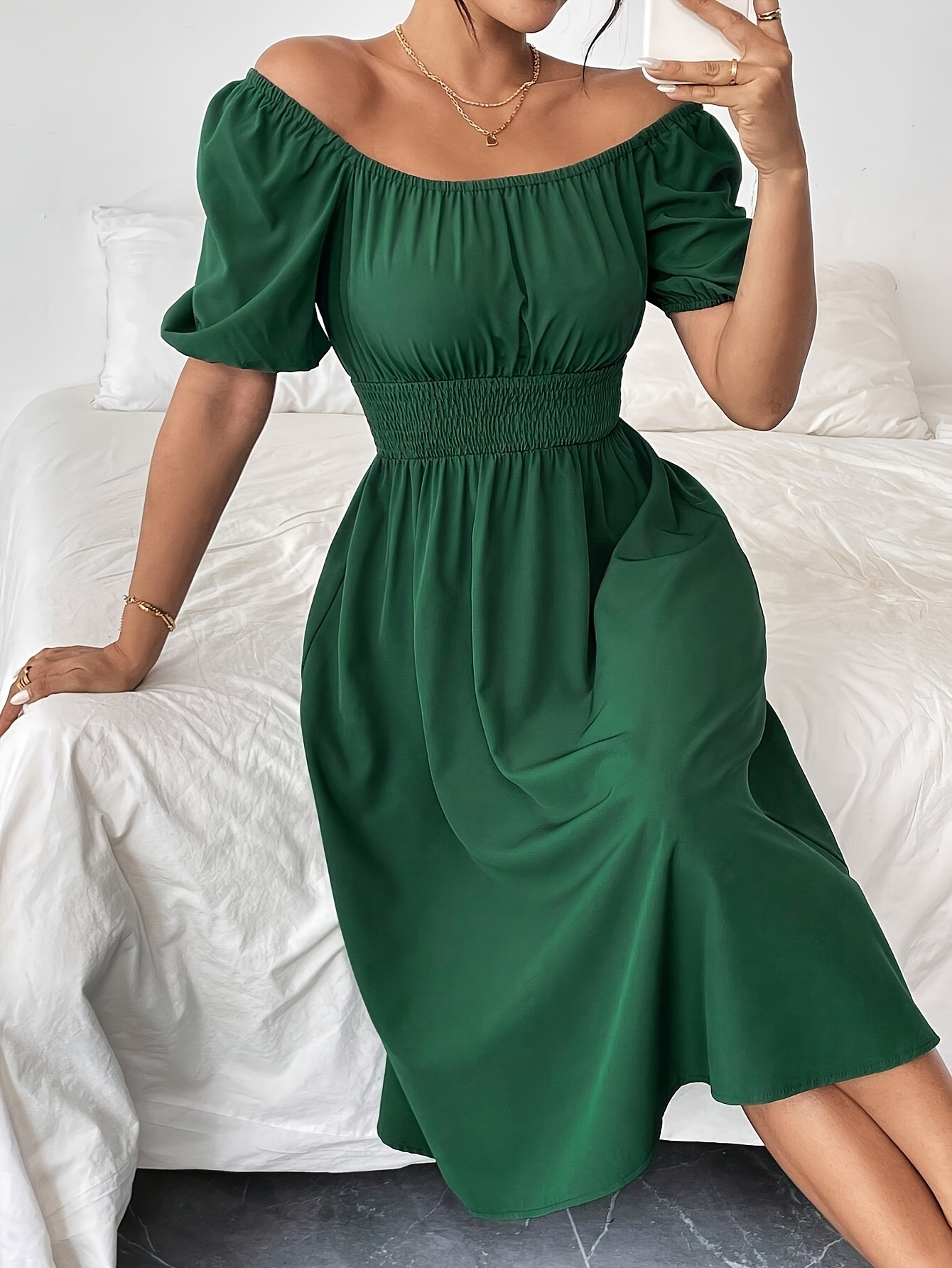 slim fit dress slacks Colorado Soft Satin Midi Dress | Emerald Green