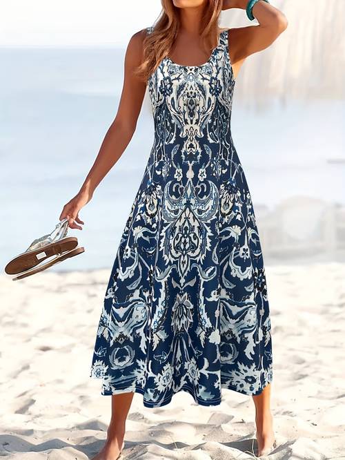 summer resort style flower print womens dress orientation