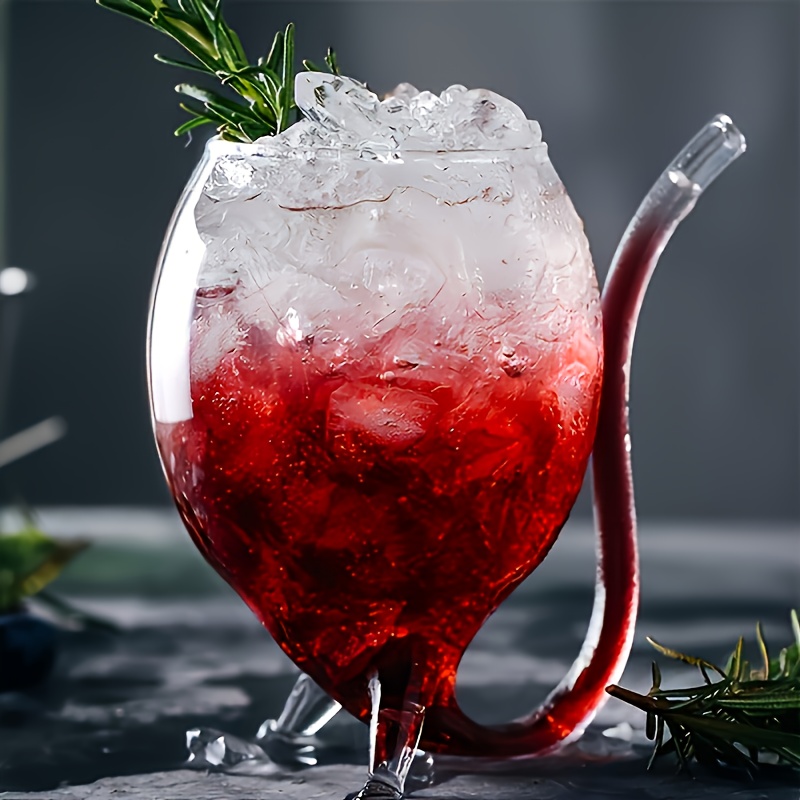1pc Wine Glass, Creative Glass Cup, Wine Decanter Glass Mug with Built-in Straw for Juice, Ice Cream, Champagne, Party Supplies, Drinkware for Restaurants, Cafes, Bars, Cafe Accessories, Party Drinkware, Stylish Cup, Elegant Glassware, Durable Glassware, Highquality Glass, Multipurpose Glassware, Party Hosts, Home Entertainers
