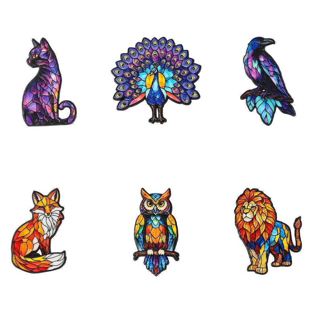 TEMU 6pcs/set Cat Peacock Fox Owl Lion Animal Enamel Pin Fashion Decorative Badge Ornaments Lapel Bag Badges Gifts