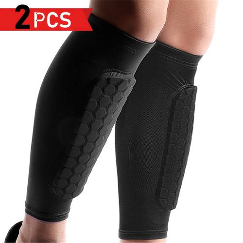 2pcs pack men women breathable elastic anti slip compression soccer football sports calf cover sleeve with honeycomb