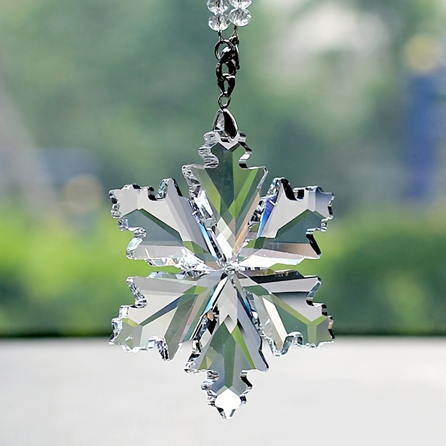 

1pc Of Car Christmas Crystal Pendant, Popular Snowflake Ornament For Christmas Tree.