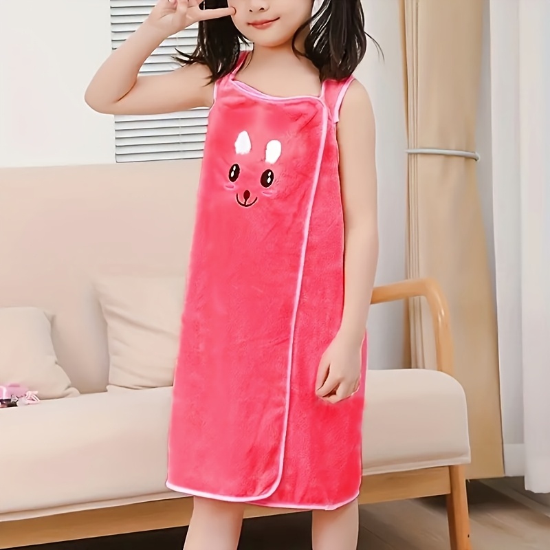 TEMU Cute Wearable Bath Towel, Ultra Soft Microfiber Bath Wrap For Girls, Ultra Compact Bath Robe, Ideal For 5-12 Years, Bath/pool/beach Use