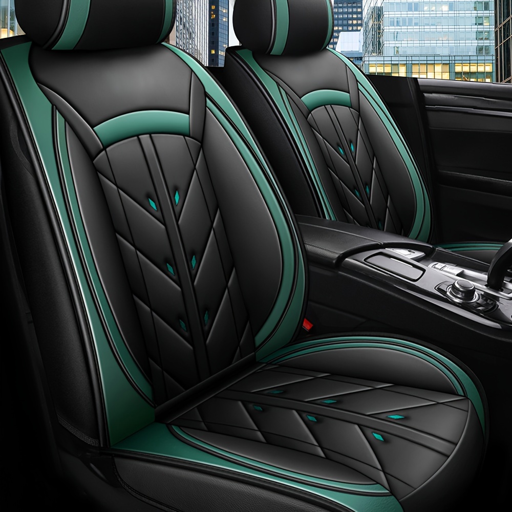 TEMU Luxury 5-seats Car Seat Covers Pu Leather Front Rear Cushion Full Set Universal 5-seats Suv Front & Rear Car Seat Cover Cushion Full Set