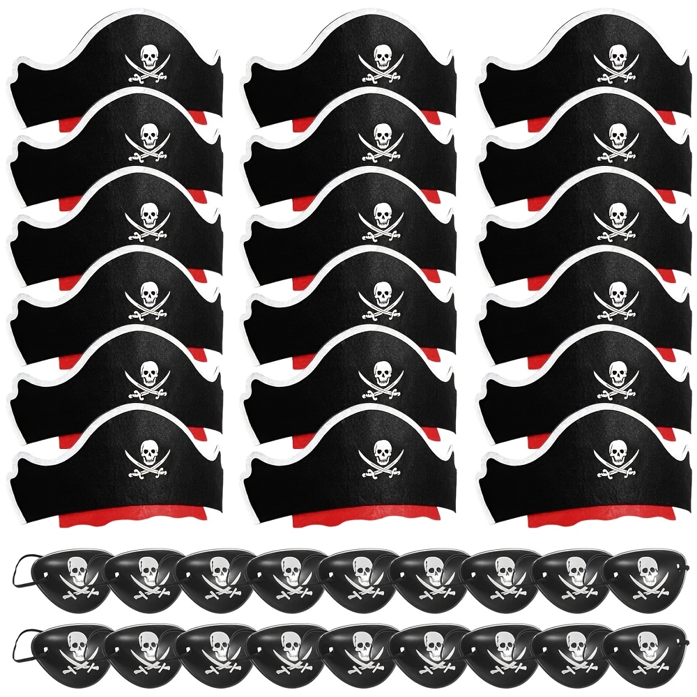 set pirate hat and   set skull print   costume cap eye mask for halloween decoration pirate theme party cosplay masquerade accessories