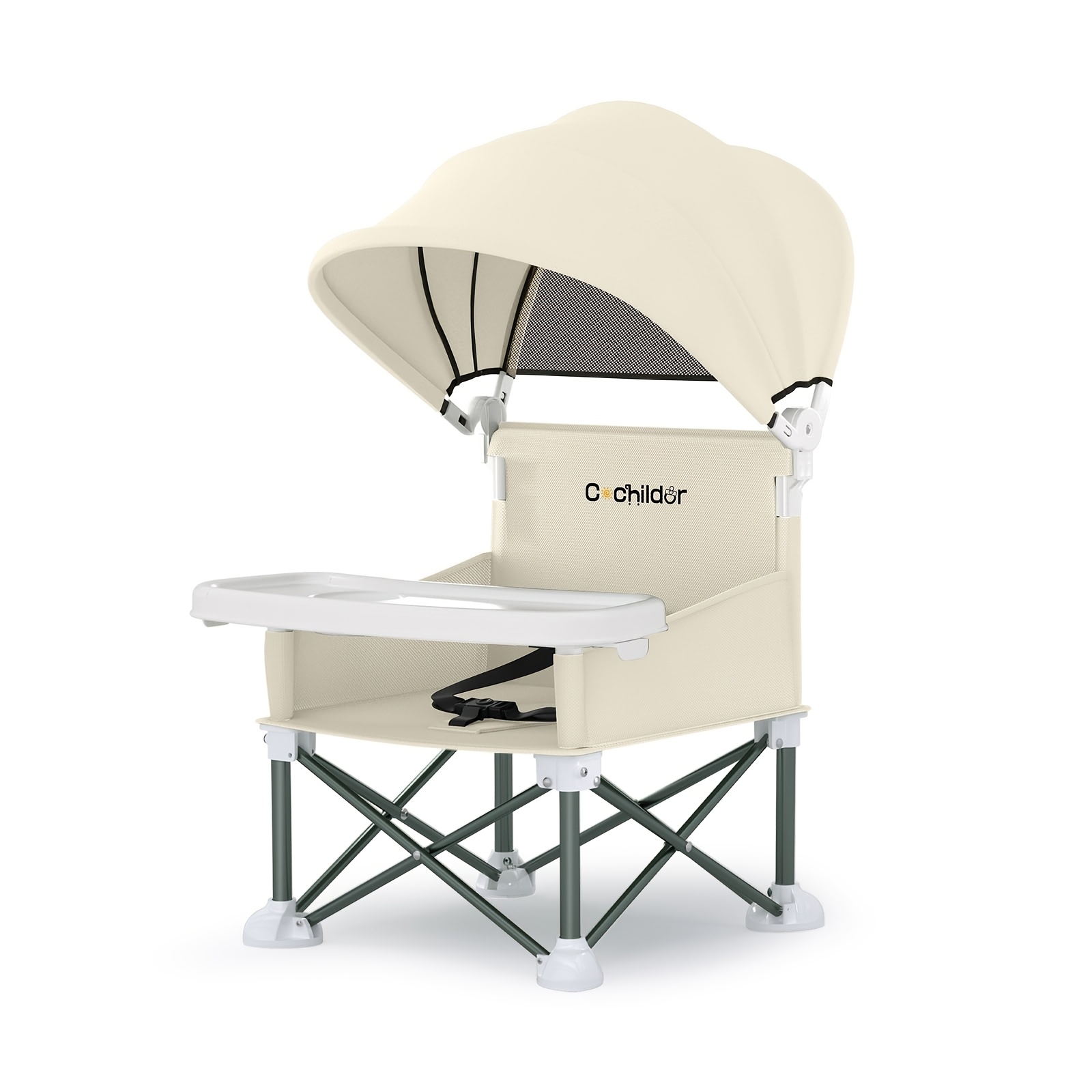 Image of Cochildor Portable High Chair (indoor & Outdoor Use), Floor Seat With Tray, Suitable For Babies 6 Months And Older Product Dimensions: 64*31*31cm In Multiple Colors (gray, Pink,, Green)