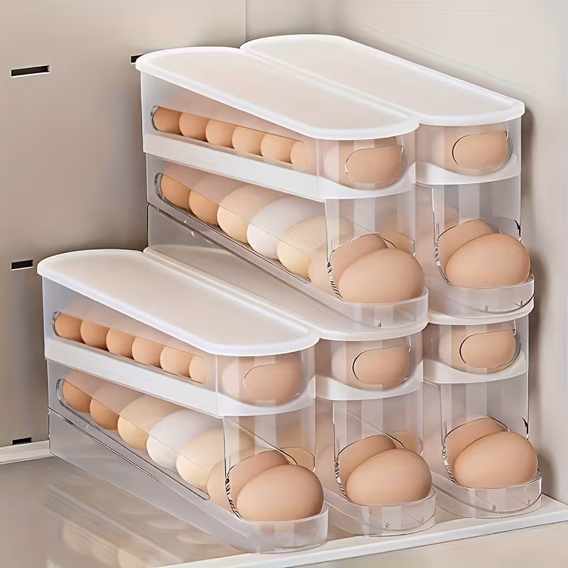 2 layer automatic slide egg storage box refrigerator door egg storage box can hold 12 14 eggs fresh keeping egg organizer essential kitchen storage solution refrigerator egg rack that details 1