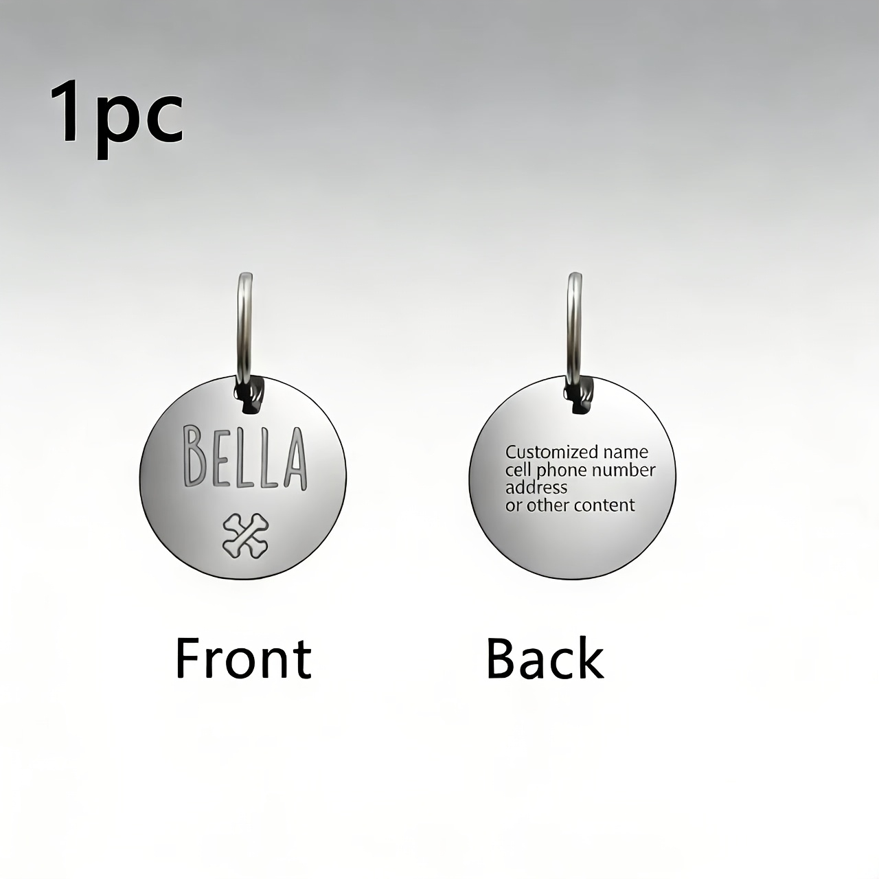 Double-Sided Engraved Pet Tag, Custom Easy Round Metal Anti-Lost Tag