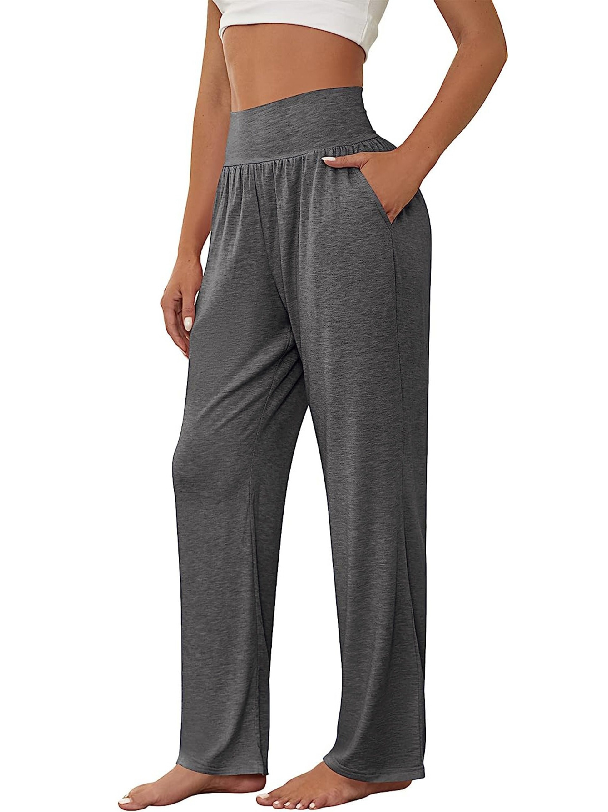 Huukeay 3 Pack Women's Lounge Pants, Cozy Wide Leg Lounge Pants with  Pockets Loose Flowy Yoga Sweatpants Workout Comfy Jogger (Black, Charcoal  Gray, Khaki,Small) at  Women's Clothing store