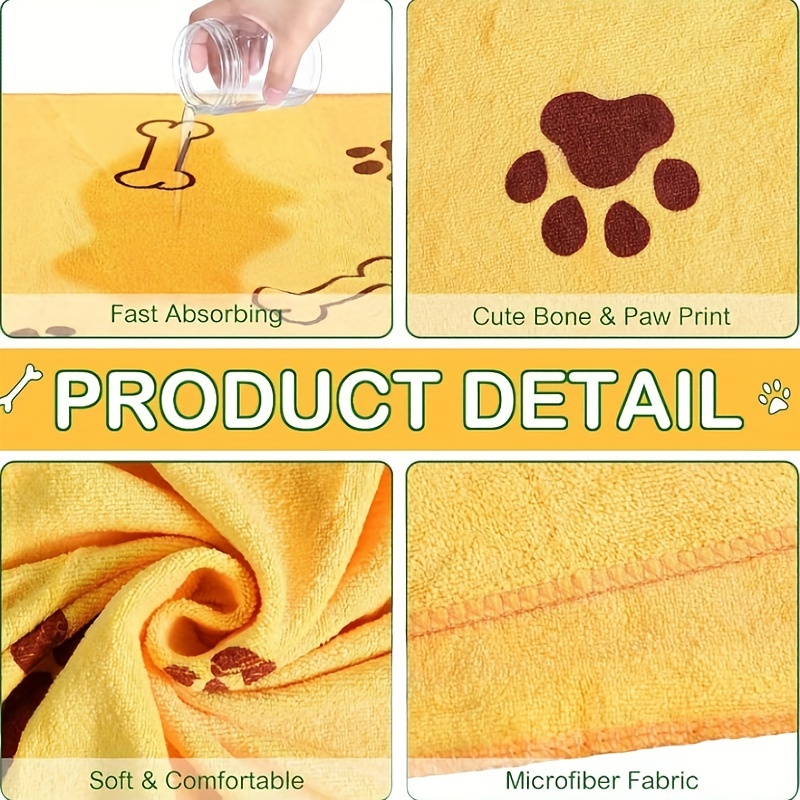 4pcs Quick-Dry Pet Towels for Medium Dogs - Soft, Absorbent Polyester with Colorful Paw Print Design, Ideal for Bathing and Grooming, Dog Bath Towels|Playful Design|Quickdry Fabric, Dog Towels - Image 9