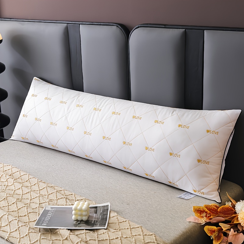 Image of Extra-long Embroidered Pillow Insert , Feather Velvet Long Pillow For Summer Bedroom Bedding, Comfortable Sleep Long Pillow Core, Hotel And Home Use Pillow (1pc), Aids Sleep And Protects Neck