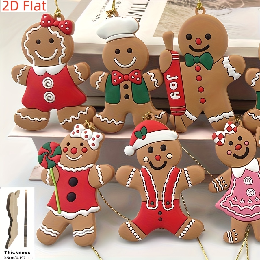 TEMU 10pcs Classic Gingerbread Christmas Tree Ornaments - Festive Hanging Decorations With Holiday-themed Accessories, Seasonal Display | Gingerbread