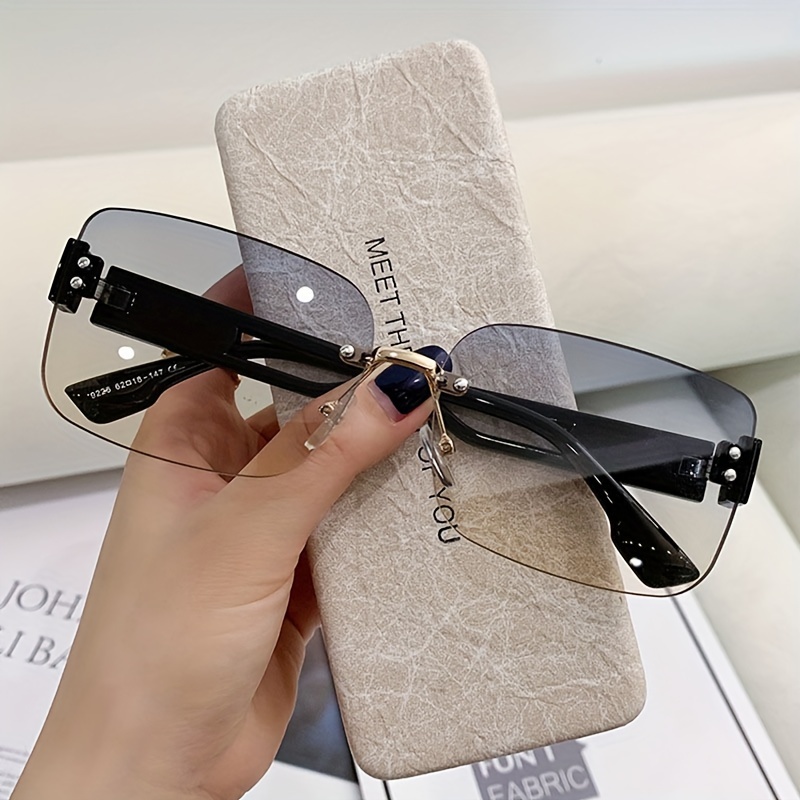 

Chic Rimless Square Women' Fashion Glasses - Gradient Lens, Lightweight Composite Frame, Fashion &