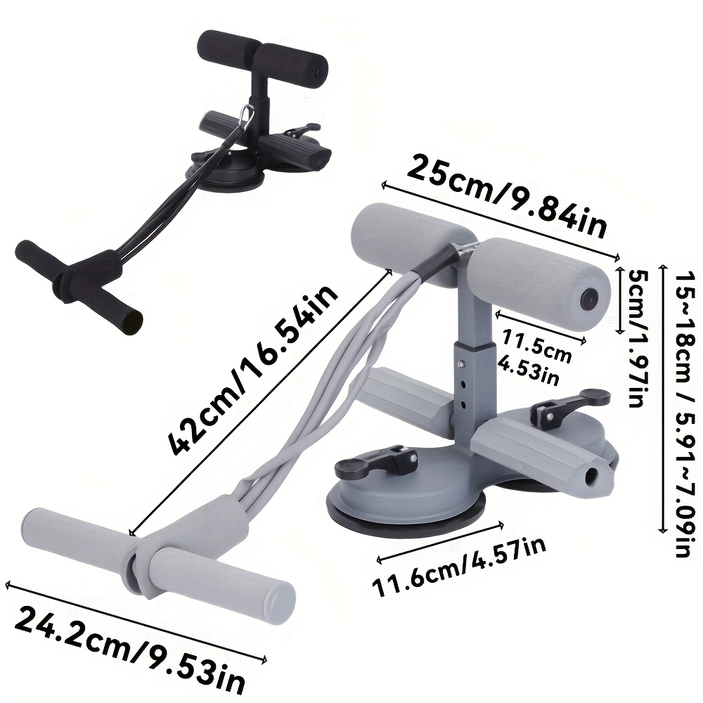 带有 2 个强力吸盘和可调式脚架的便携式仰卧起坐杆 - 用于腹肌、核心、手臂、腿部训练的张力绳健身器材 - 女性/男性的家庭健身房健身装备，防滑设计，小巧运动工具 商品详情 2