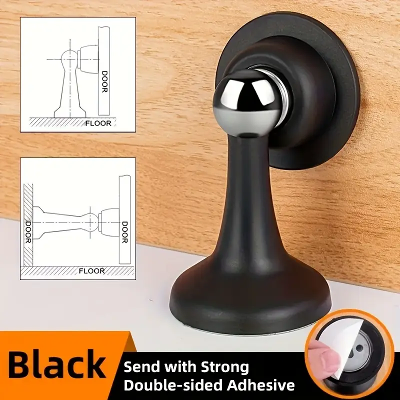 1pc magnetic for home use no drill installation with backing polished grey white black plastic material design for wall protection home door accessory sleek door accessory durable plastic details 7