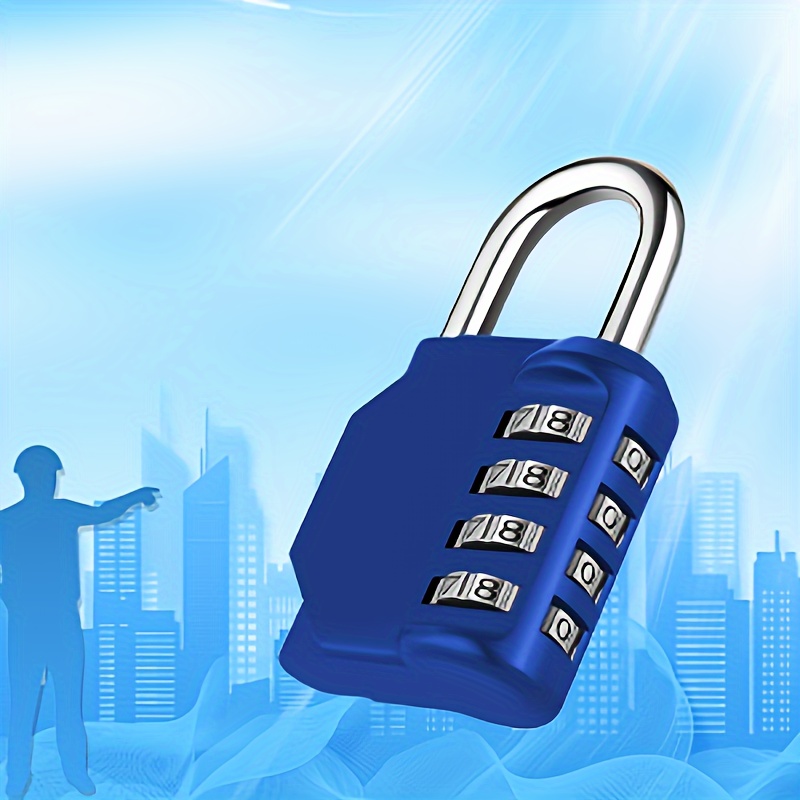

4-digit Password Lock, Easy To Use And Set For School And Gym Storage Cabinets. Password Lock Is Used For Storage Cabinets, Fence Doors, Box Buckles, Storage Cabinet Combination Lock, 1 Piece In Blue