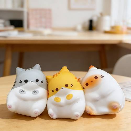 cute cartoon cat toy soft slow colorful cartoon desktop decoration for home decor halloween christmas gift present creative novelty toy random color