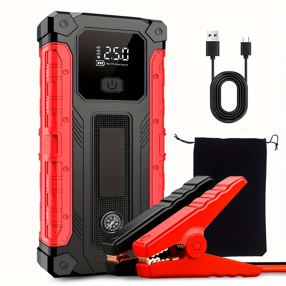 TEMU Car Starter, 12v Portable Starter Box (applicable To All Gasoline Cars And 12.0l Cars), With 4 Led Lights