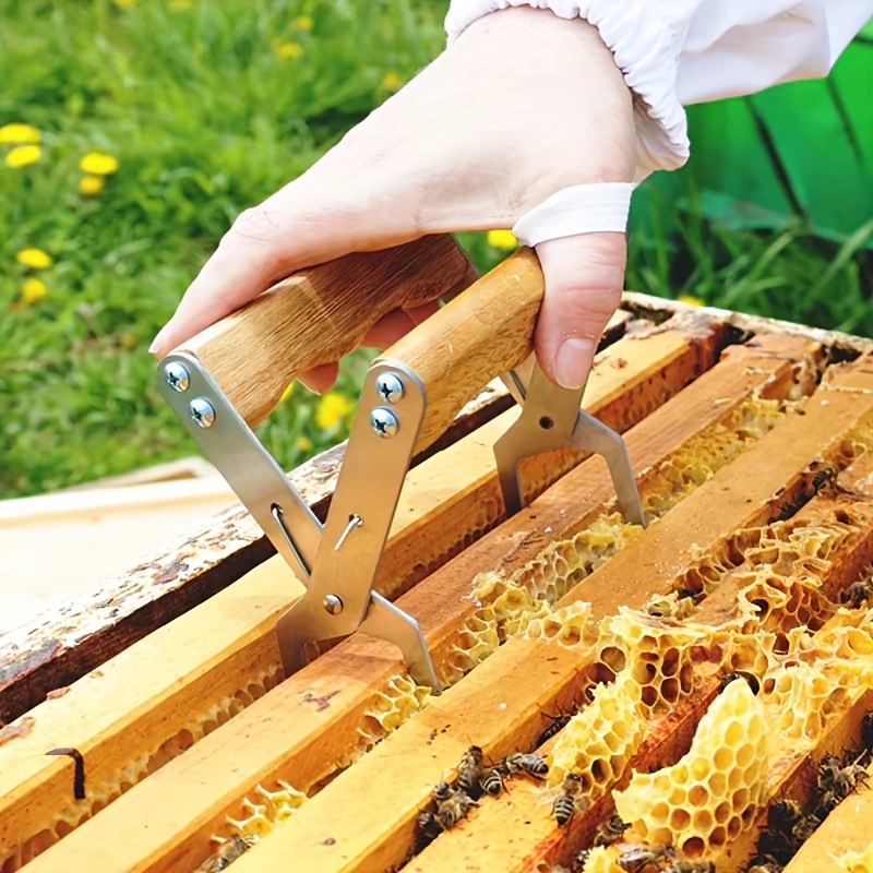 

Ergonomic Wooden Handle Bee Frame Gripper - Metal, No Battery Needed - Essential Beekeeping Tool