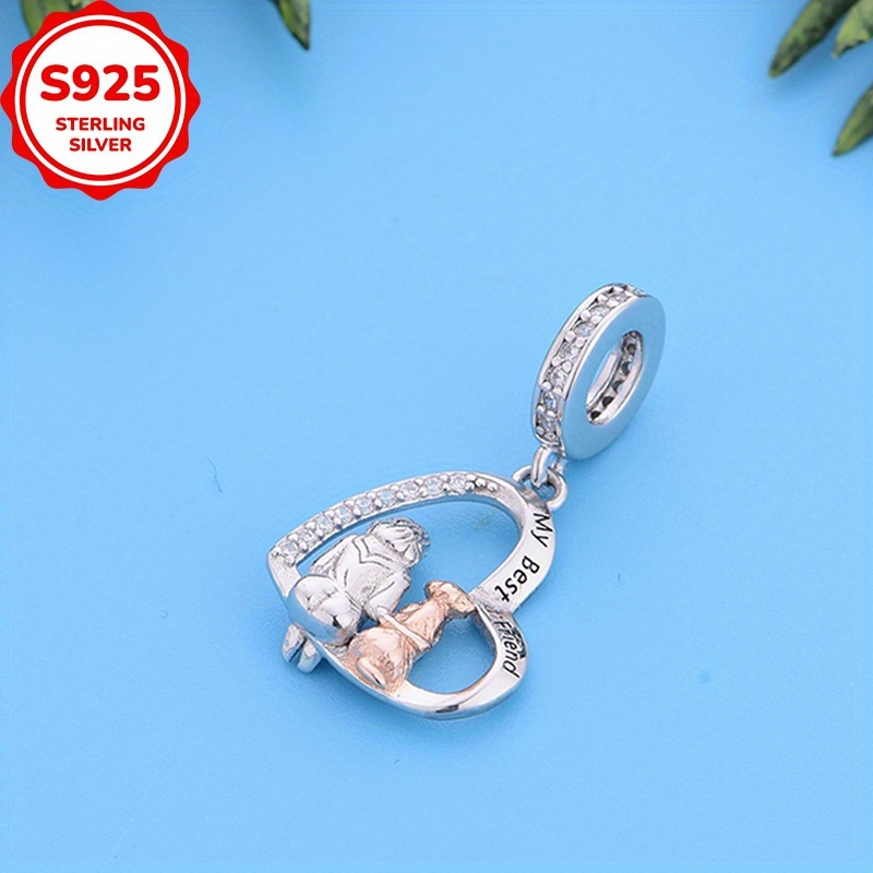 Image of 1pc 925 Sterling Silvery Heart Shaped Is Friend Necklace Pendant Diy Making Jewelry Accessories Birthday Or Holiday Gift For Women