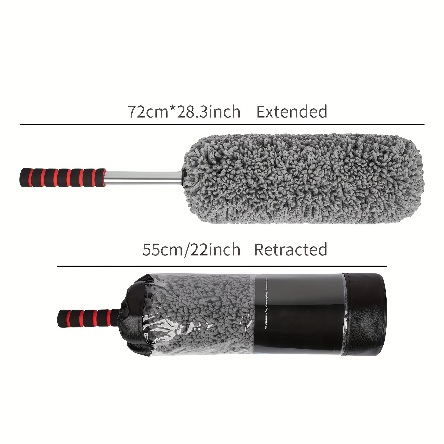 Extra-large High-grade Microfiber Car Dust Collector with Extendable Handle – Soft Bristle Brush Without Scratches, Suitable for Cars, Trucks, SUVs and Motorcycles, Gently Cleaning Hard-to-reach Areas, Car Cleaning Accessories, Ergonomic Grip, Fluffy, Car Dusters for Outside, Dust Cleaner, Car Cleaning Brushes