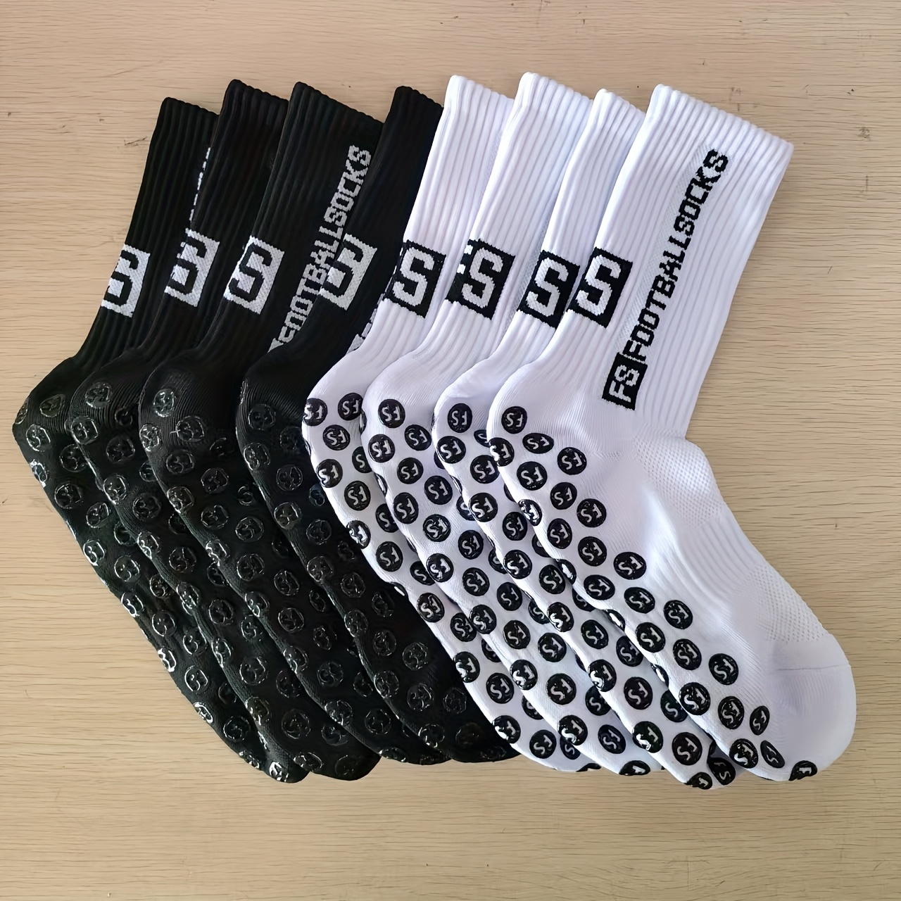 E-shop 4 Paar atmungsaktive, rutschfeste Fußballsocken, Alltags-Trainingssocken, verschleißfest stoßdämpfend, für Herren Damen